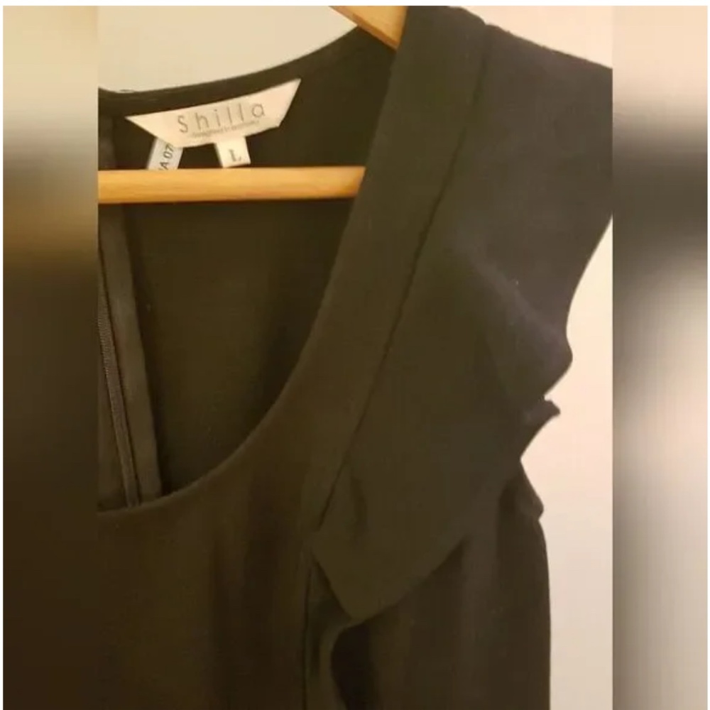 SHILLA CLASSIC * Black Dress Sleeveless with Ruffles *Gorgeous* NEW Medium/Large - Picture 4 of 8